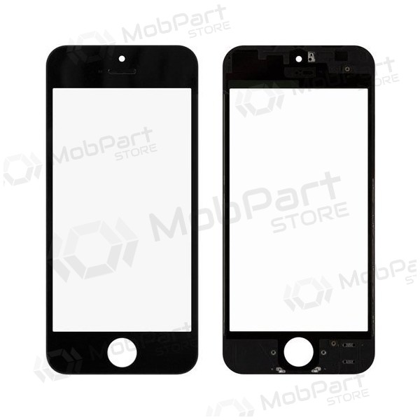 Apple iPhone 5 Näytön lasi kehyksellä ja OCA (musta) (for screen refurbishing) - Premium