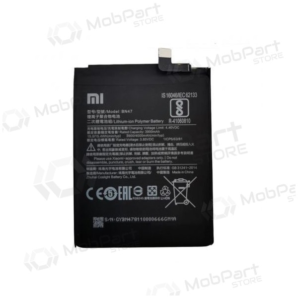 Xiaomi Mi A2 Lite / Redmi 6 Pro paristo, akumuliatorius (BN47) (alkuperäinen) Xiaomi Mi A2 Lite / Redmi 6 Pro paristo, akumuliatorius (BN47) (alkuperäinen)
