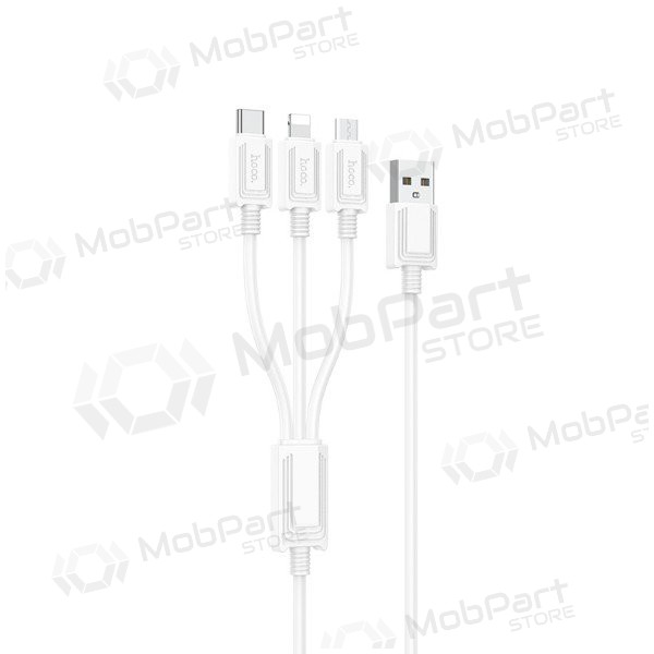 USB kaapeli Hoco X74 3in1 microUSB-Lightning-Type-C 1.0m (valkoinen)