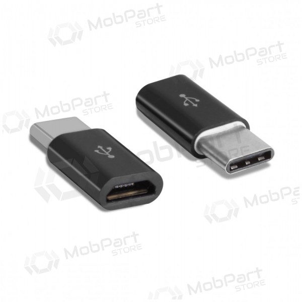 Sovitin iš microUSB į Type-C (musta)