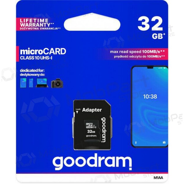 Muistikortti GOODRAM MicroSD 32GB (class10 UHS-I) + SD Sovitin