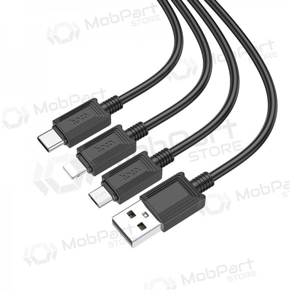 USB kaapeli Hoco X74 3in1 microUSB-Lightning-Type-C 1.0m (musta)