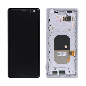 Sony Xperia XZ3 H8416 / H9436 näyttö (valkoinen) (kehyksellä) (käytetty grade A, alkuperäinen)