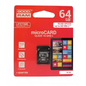 Muistikortti GOODRAM MicroSD 64Gb (class 10) + SD adapter