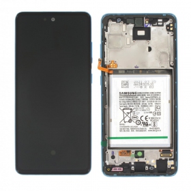 Samsung Galaxy A525 A52 4G / A526 A52 5G 2021 näyttö (sininen) (kehyksellä ja paristo) (service pack) (alkuperäinen)