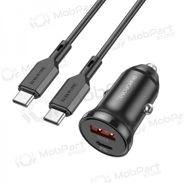 Laturi automobilinis Borofone BZ18A USB-A/Type-C PD20W+QC3.0 + Type-C (musta)