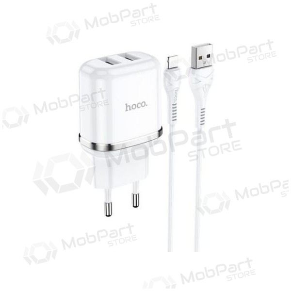 Laturi HOCO N4 Aspiring Dual USB + type-C kaapeli (5V 2.4A) (valkoinen)