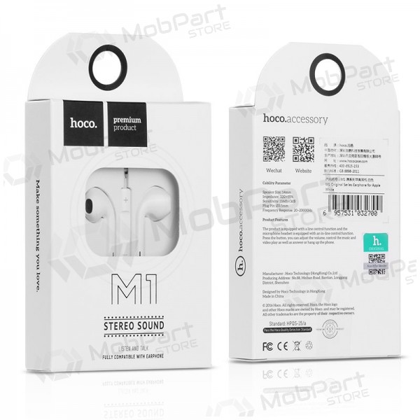 Handsfree HOCO M1 3,5mm (valkoinen) Handsfree HOCO M1 3,5mm (valkoinen)
