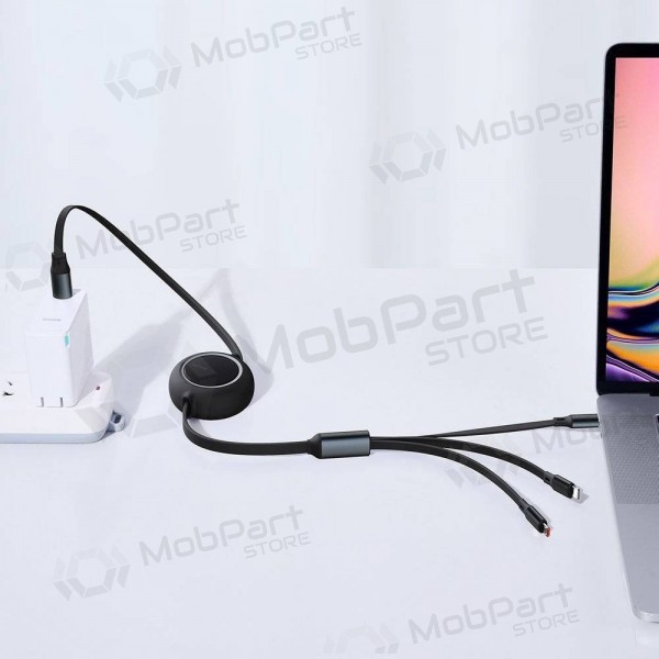 USB kaapeli Baseus Bright Mirror Type-C - microUSB+Lightning+Type-C 100W 1.2m (musta) CAMLC-AMJ01 USB kaapeli Baseus Bright Mirror Type-C - microUSB+Lightning+Type-C 100W 1.2m (musta) CAMLC-AMJ01