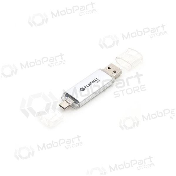 Muisti Platinet 32GB OTG USB 2.0 + microUSB (hopea)