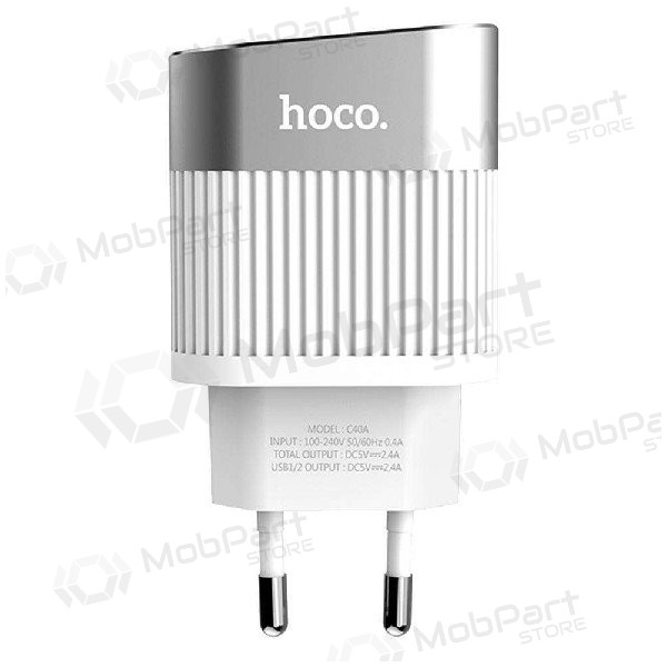 Laturi FastCharge HOCO C40A Speedmaster Dual USB (5V 2.4A) (valkoinen)
