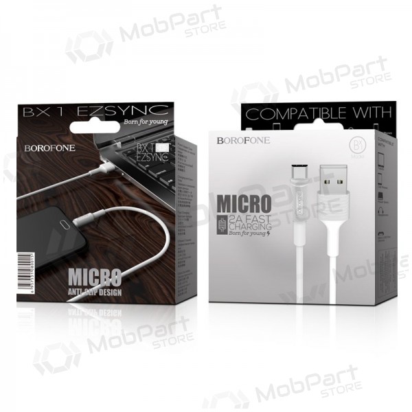 USB kaapeli Borofone BX1 microUSB 1.0m (valkoinen)
