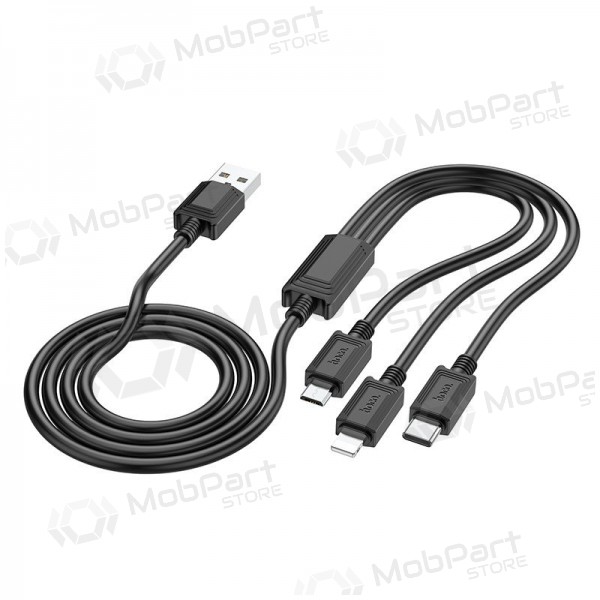 USB kaapeli Hoco X74 3in1 microUSB-Lightning-Type-C 1.0m (musta)