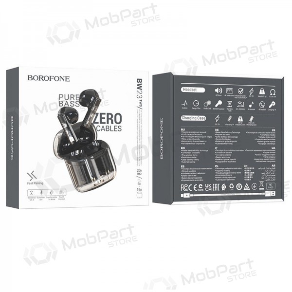 Langaton handsfree Borofone BW23 Crystal Bean Transparent Edition TWS (musta)