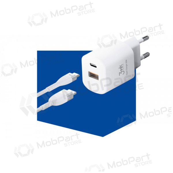 Laturi 3MK HyperCharger 20W 1xUSB-C + 1xUSB-A PD/QC