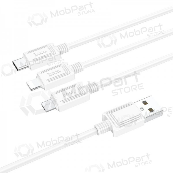 USB kaapeli Hoco X74 3in1 microUSB-Lightning-Type-C 1.0m (valkoinen)