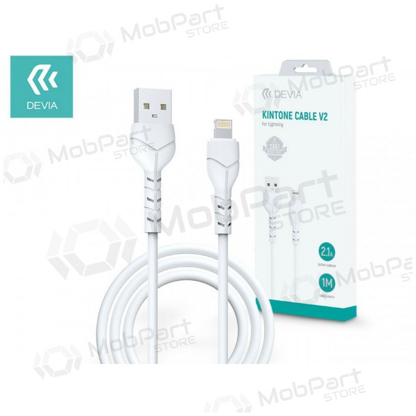 USB kaapeli Devia Kintone Lightning 1.0m (valkoinen) 5V 2.1A