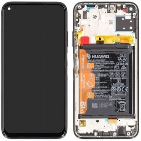 Huawei P40 Lite näyttö (musta) (kehyksellä ja paristo) (service pack) (alkuperäinen)