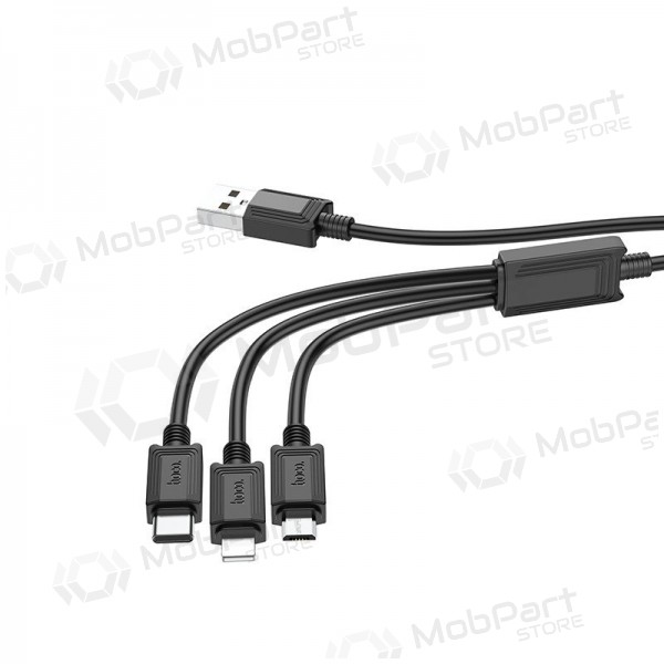USB kaapeli Hoco X74 3in1 microUSB-Lightning-Type-C 1.0m (musta)