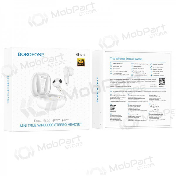 Langaton handsfree Borofone BW18 Initial Sound TWS (valkoinen)