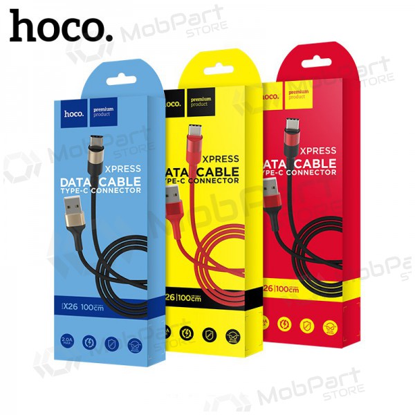 USB kaapeli Hoco X26 Type-C 1.0m (musta / kultainen)