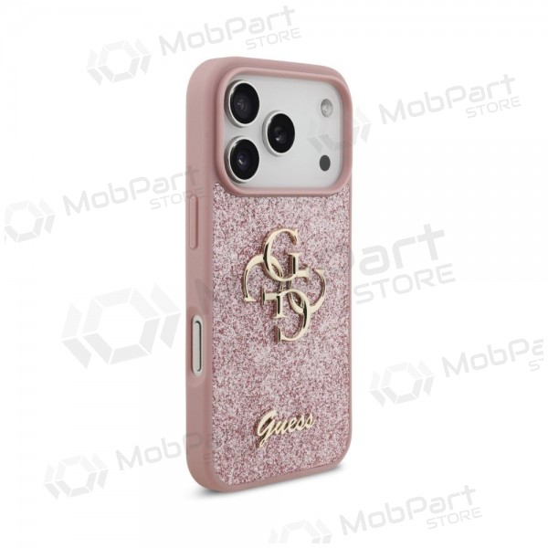 Apple iPhone 18 Pro kotelo - Guess PU Fixed Glitter 4G Metal Logo (vaaleanpunainen)