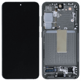 Ekranas Samsung S911 S23 5G su lietimui jautriu stikliuku ja rėmeliu Green alkuperäinen (service pack)