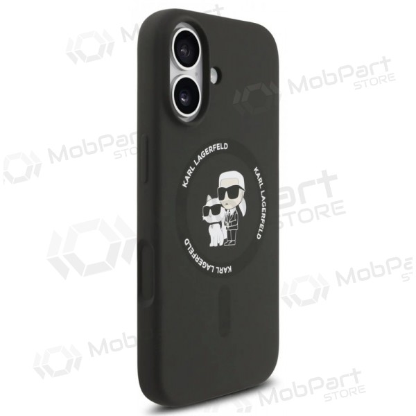 Apple iPhone 17 kotelo - Karl Lagerfeld Liquid Silicone Karl and Choupette MagSafe (musta)