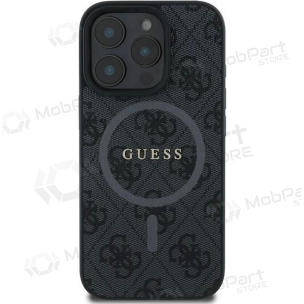 Apple iPhone 16 Pro kotelo - Guess PU Leather 4G Colored Ring MagSafe (musta)