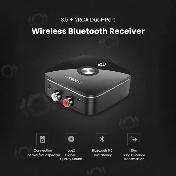 Bluetooth sovitin imtuvas Ugreen CM106 2xRCA/AUX Bluetooth 5.1 musta