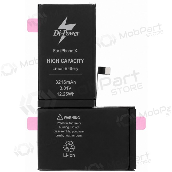 Apple iPhone X akku, Di-Power 3216 mAh (suurempi kapasiteetti)