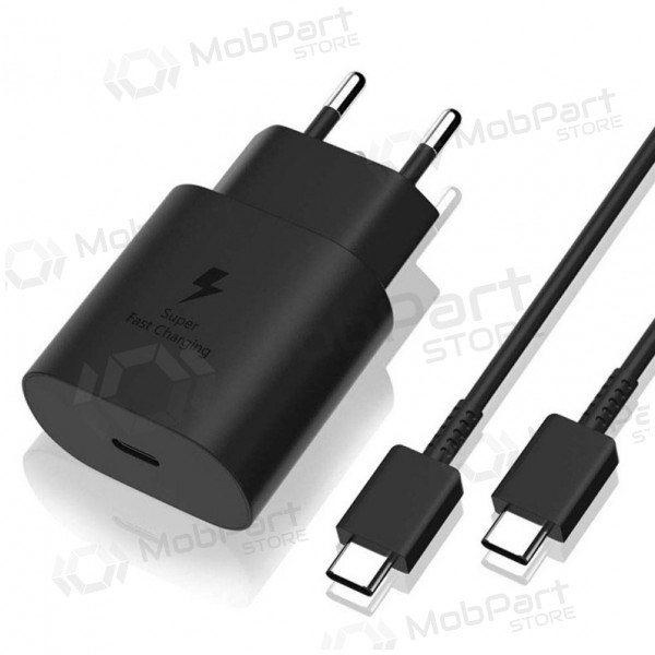 Laturi alkuperäinen Samsung EP-TA800NB 25W + Type-C kaapeli 25W musta