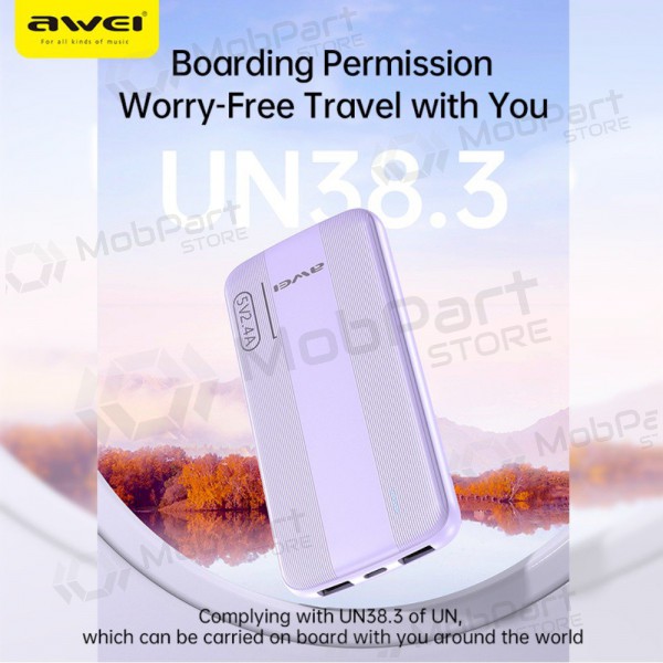 Ulkoinen paristo Power Bank Awei P20K 5V/2.4A 10000mAh musta