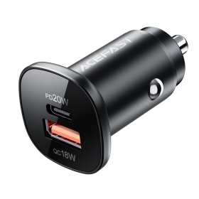 Laturi automobilinis Acefast B1 Mini 38W USB-C+USB-A musta