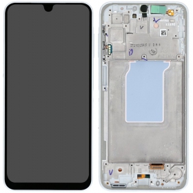 Ekranas Samsung A266 A26 5G su lietimui jautriu stikliuku ja rėmeliu White alkuperäinen (service pack)