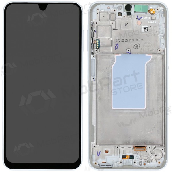 Ekranas Samsung A266 A26 5G su lietimui jautriu stikliuku ja rėmeliu White alkuperäinen (service pack)