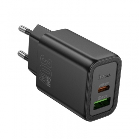 Puhelinlaturi Hoco N63 30 W GaN USB-C + USB-A musta