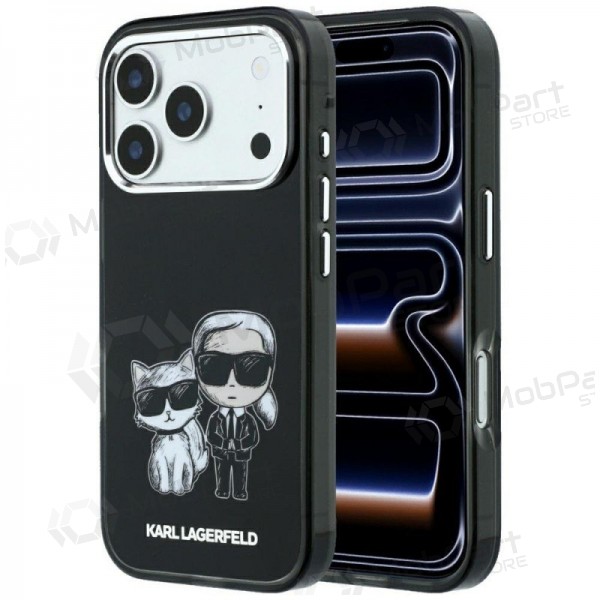 Apple iPhone 18 Pro kotelo - Karl Lagerfeld PU Semi Wrap Smooth Sketch Bodies MagSafe (musta)