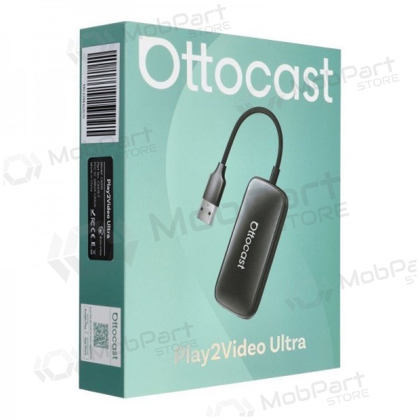Langaton CarPlay/Android Auto -sovitin Ottocast Play2Video Ultra musta