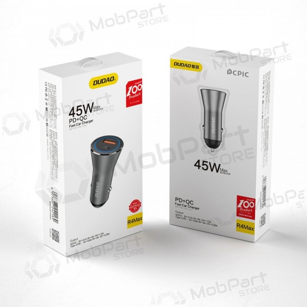 Dudao R4Max 55 W USB-C + USB-A autolaturi, harmaa