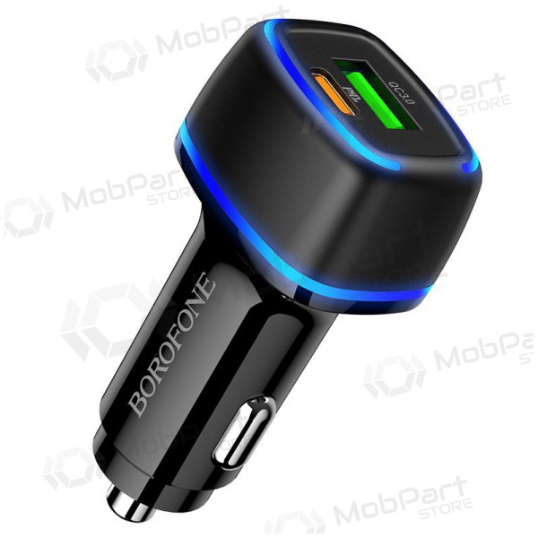 Laturi automobilinis Borofone BZ14A PD20W+QC3.0 x 2 USB (valkoinen)