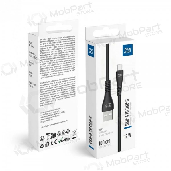 Lightning-kaapeli Blue Star PJ-DG4-A USB-A–Lightning 1 m musta