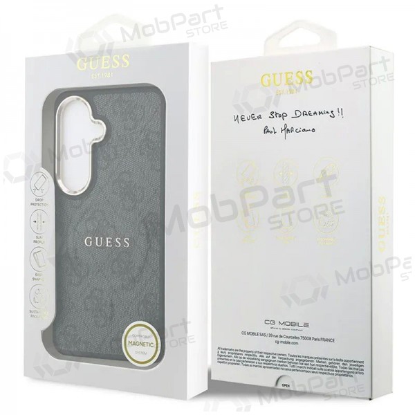 Samsung Galaxy S26 kotelo - Guess PU Leather 4G Gold Frame Magnetic (musta)