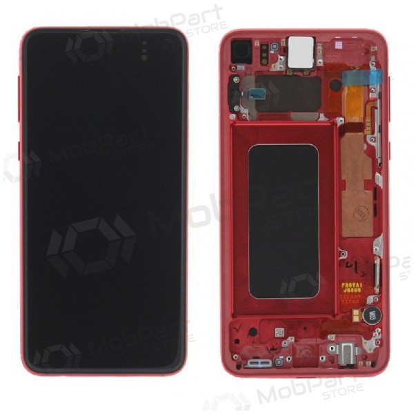 Samsung G970F Galaxy S10e näyttö (Cardinal Red) (kehyksellä) (käytetty grade A, alkuperäinen)