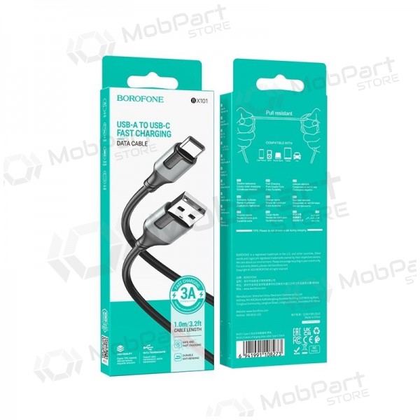 USB kaapeli Borofone BX101 USB-A to USB-C 1.0m musta