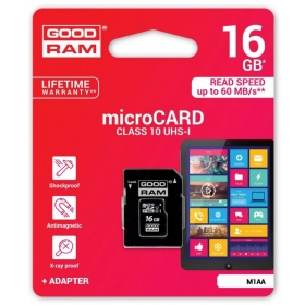 Muistikortti GOODRAM MicroSD 16Gb (class 10) + SD adapter