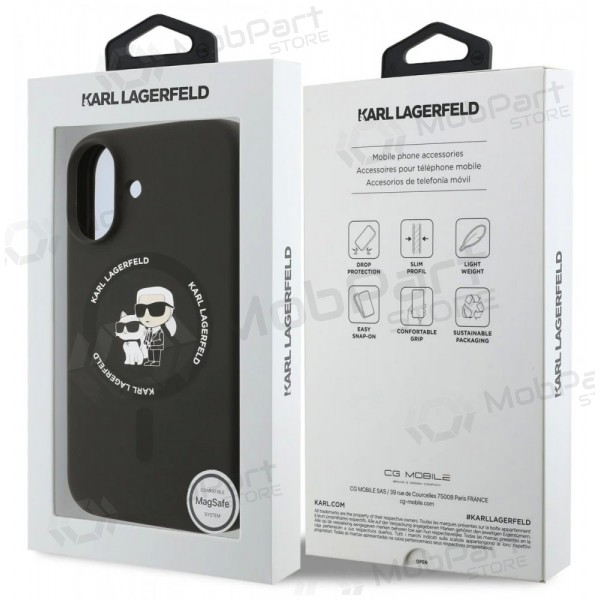 Apple iPhone 17 kotelo - Karl Lagerfeld Liquid Silicone Karl and Choupette MagSafe (musta)