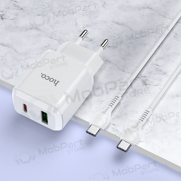 Laturi Hoco N5 USB Quick Charge 3.0 + PD 20W (3.1A) + Type-C-Type-C (valkoinen)