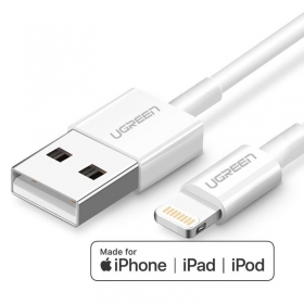 USB kaapeli Ugreen US155 MFi USB to Lightning 2.4A 2.0m valkoinen