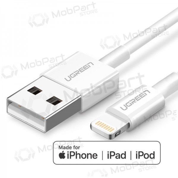 USB kaapeli Ugreen US155 MFi USB to Lightning 2.4A 2.0m valkoinen